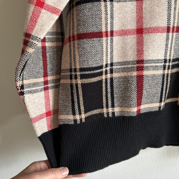 Argyle Plaid Clueless Sweater Preppy Y2K Viscose Blend Black Beige Ivy League M - Picture 14 of 14